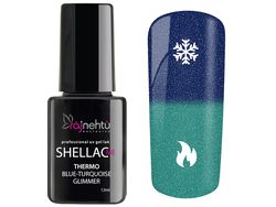 produkt Ráj nehtů UV gel lak Shellac Me Thermo 12ml - Blue-Turquoise Glimmer