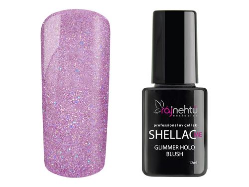 Ráj nehtů UV gel lak Shellac Me 12ml - Glimmer Holo Blush