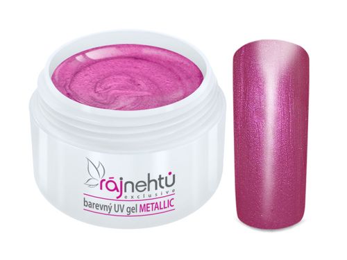 Ráj nehtů Barevný UV gel METALLIC - Rose 5ml