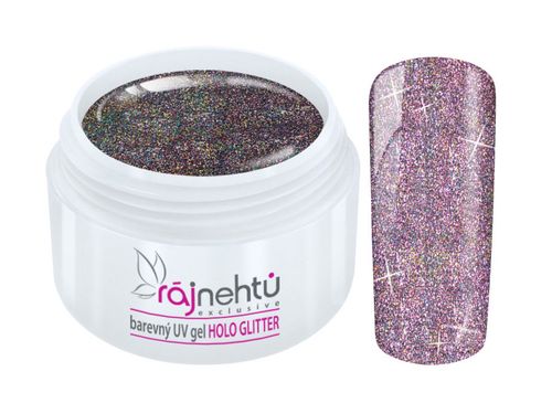 Ráj nehtů Barevný UV gel HOLO GLITTER 5 ml - Purple