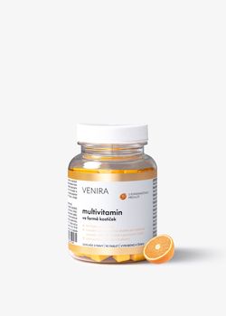 produkt VENIRA multivitamin ve formě kostiček - pomeranč