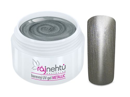 Ráj nehtů Barevný UV gel METALLIC - Grey 5ml