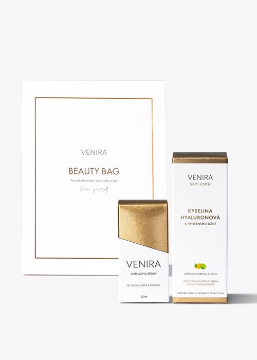 VENIRA beauty bag, anti-aging sérum + kyselina hyaluronová k vnitřnímu užití