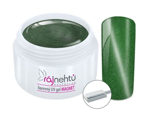 Ráj nehtů Barevný UV gel CAT EYE MAGNET - Green 5 ml