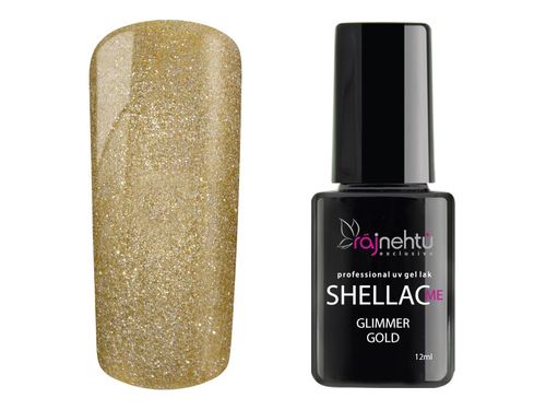 Ráj nehtů UV gel lak Shellac Me 12ml - Glimmer Gold