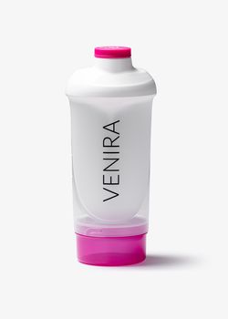 VENIRA shaker se zásobníkem, bílo-růžový, 500 ml + 150 ml