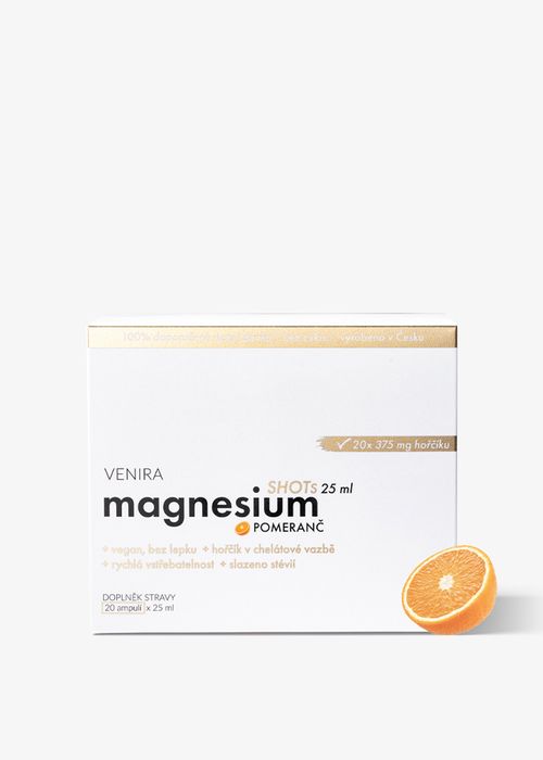 VENIRA magnesium shots, balení 20 ampulí, pomeranč
