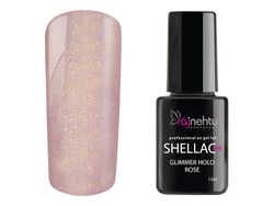 Ráj nehtů UV gel lak Shellac Me 12ml - Glimmer Holo Rose