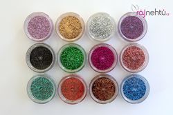 produkt Ráj nehtů Zdobení na nehty GLITTER - třpytky, zdobící prach - sada 4