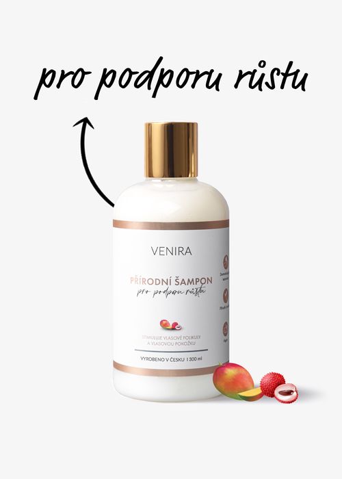 VENIRA přírodní šampon pro podporu růstu vlasů, mango-liči, 300 ml