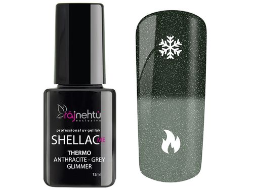 Ráj nehtů UV gel lak Shellac Me Thermo 12ml - Anthracite-Grey Glimmer