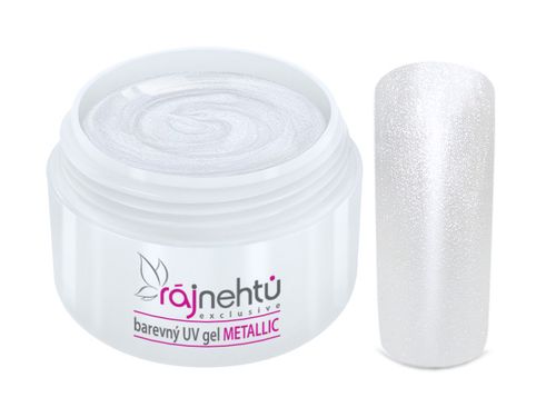 Ráj nehtů Barevný UV gel METALLIC - White 5 ml