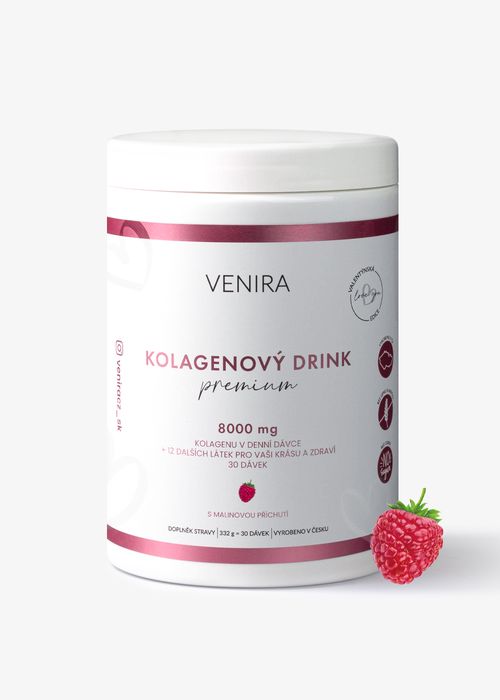 VENIRA PREMIUM valentýnský kolagenový drink pro vlasy, nehty a pleť, malina