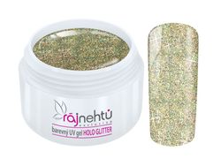 Ráj nehtů Barevný UV gel HOLO GLITTER 5 ml - Gold