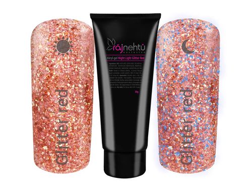 Ráj nehtů Akryl-gel v tubě - Night Light Glitter Red 30g